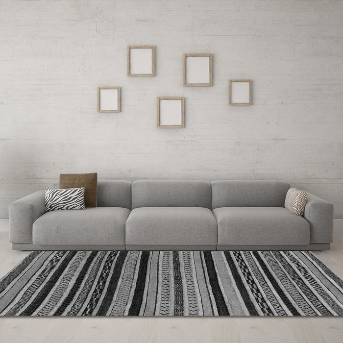 Machine Washable Abstract Gray Modern Rug in a Living Room,, wshabs2290gry