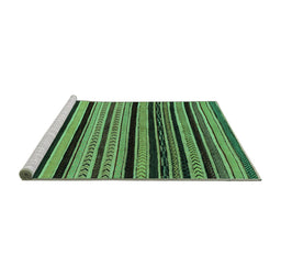 Sideview of Machine Washable Abstract Turquoise Modern Area Rugs, wshabs2290turq