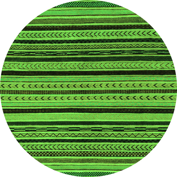 Round Machine Washable Abstract Green Modern Area Rugs, wshabs2290grn