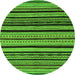 Round Machine Washable Abstract Green Modern Area Rugs, wshabs2290grn