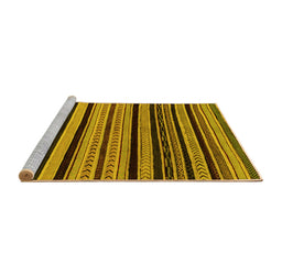 Sideview of Machine Washable Abstract Yellow Modern Rug, wshabs2290yw