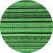 Round Machine Washable Abstract Emerald Green Modern Area Rugs, wshabs2290emgrn