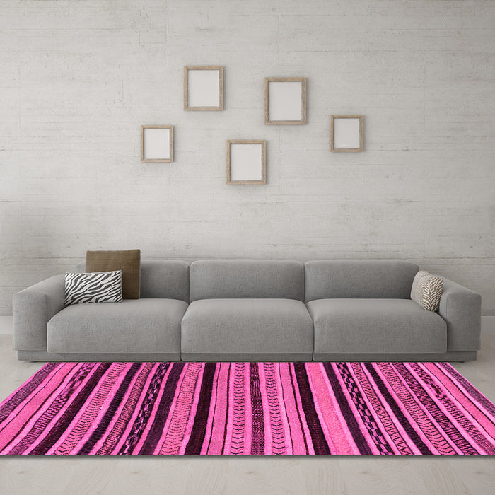 Machine Washable Abstract Pink Modern Rug in a Living Room, wshabs2290pnk