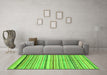 Machine Washable Abstract Green Modern Area Rugs in a Living Room,, wshabs2291grn