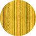 Round Abstract Yellow Modern Rug, abs2291yw