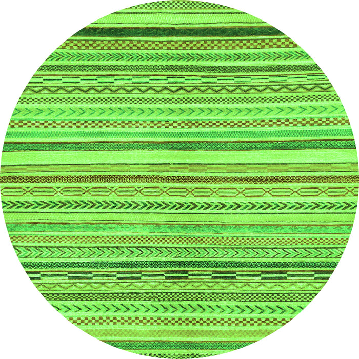 Round Machine Washable Abstract Green Modern Area Rugs, wshabs2291grn