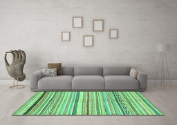 Machine Washable Abstract Turquoise Modern Area Rugs in a Living Room,, wshabs2291turq