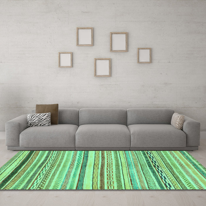 Machine Washable Abstract Turquoise Modern Area Rugs in a Living Room,, wshabs2291turq