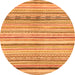 Round Machine Washable Abstract Orange Modern Area Rugs, wshabs2291org