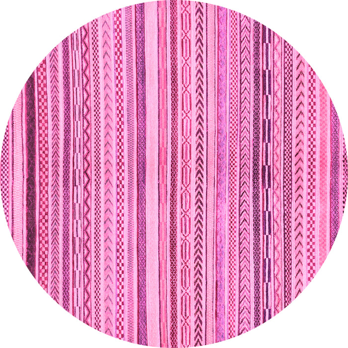 Round Machine Washable Abstract Pink Modern Rug, wshabs2291pnk