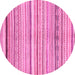 Round Machine Washable Abstract Pink Modern Rug, wshabs2291pnk