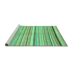 Sideview of Machine Washable Abstract Turquoise Modern Area Rugs, wshabs2291turq
