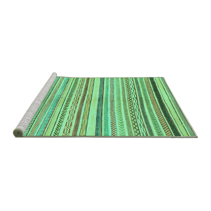 Sideview of Machine Washable Abstract Turquoise Modern Area Rugs, wshabs2291turq