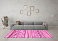 Machine Washable Abstract Pink Modern Rug, wshabs2291pnk