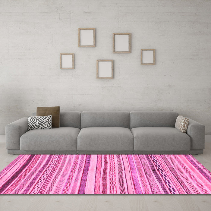 Machine Washable Abstract Pink Modern Rug in a Living Room, wshabs2291pnk