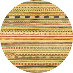 Round Machine Washable Abstract Sedona Brown Rug, wshabs2291