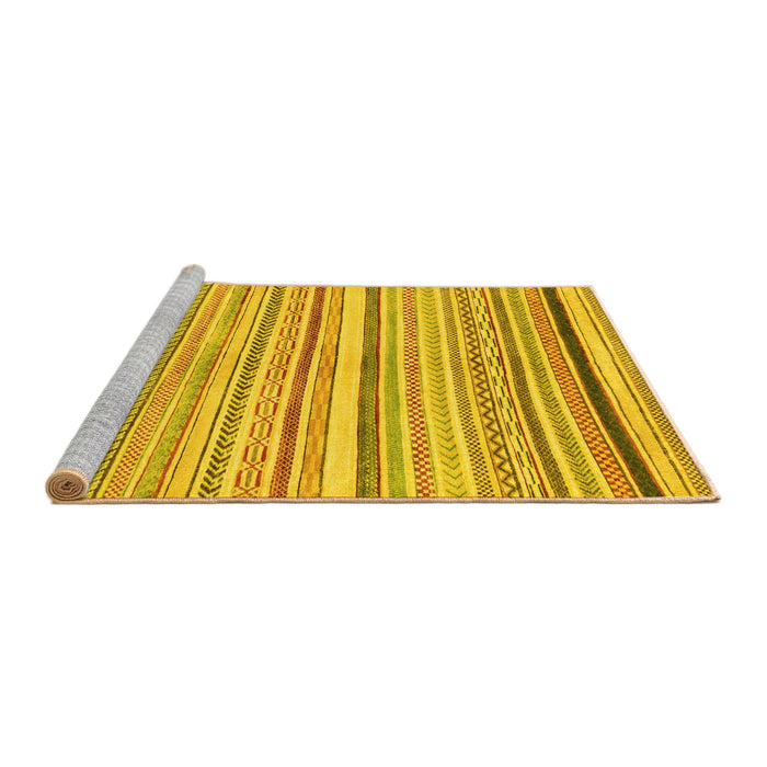Sideview of Machine Washable Abstract Yellow Modern Rug, wshabs2291yw