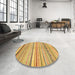 Round Machine Washable Abstract Sedona Brown Rug in a Office, wshabs2291