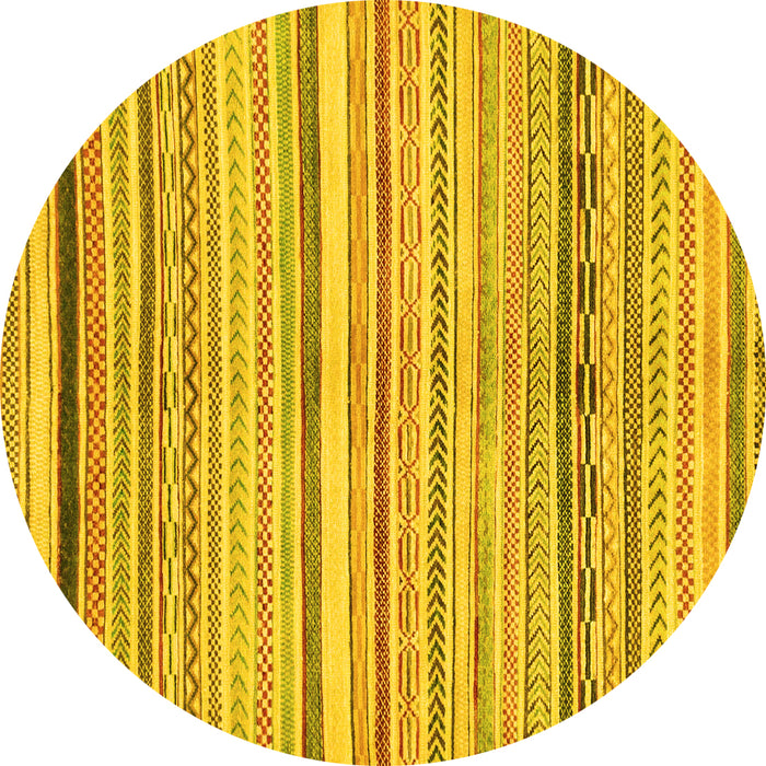 Round Machine Washable Abstract Yellow Modern Rug, wshabs2291yw