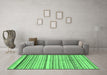 Machine Washable Abstract Emerald Green Modern Area Rugs in a Living Room,, wshabs2291emgrn