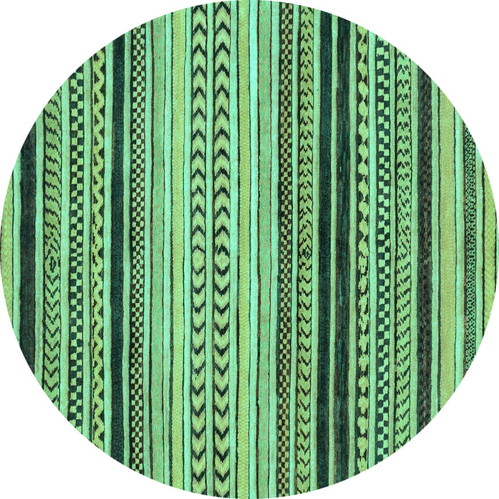 Round Machine Washable Abstract Turquoise Modern Area Rugs, wshabs2292turq