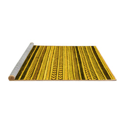 Sideview of Machine Washable Abstract Yellow Modern Rug, wshabs2292yw