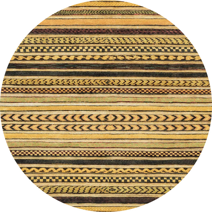 Round Machine Washable Abstract Saddle Brown Rug, wshabs2292