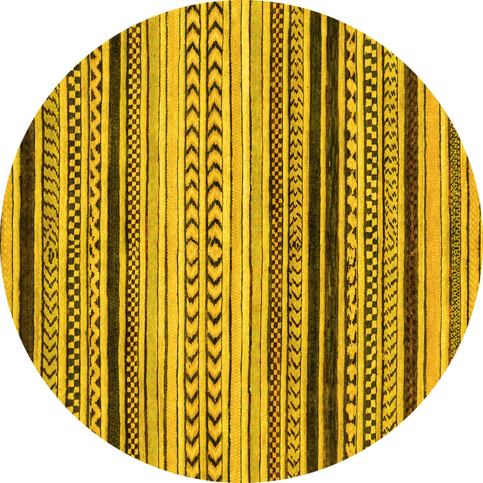 Round Machine Washable Abstract Yellow Modern Rug, wshabs2292yw