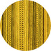 Round Machine Washable Abstract Yellow Modern Rug, wshabs2292yw