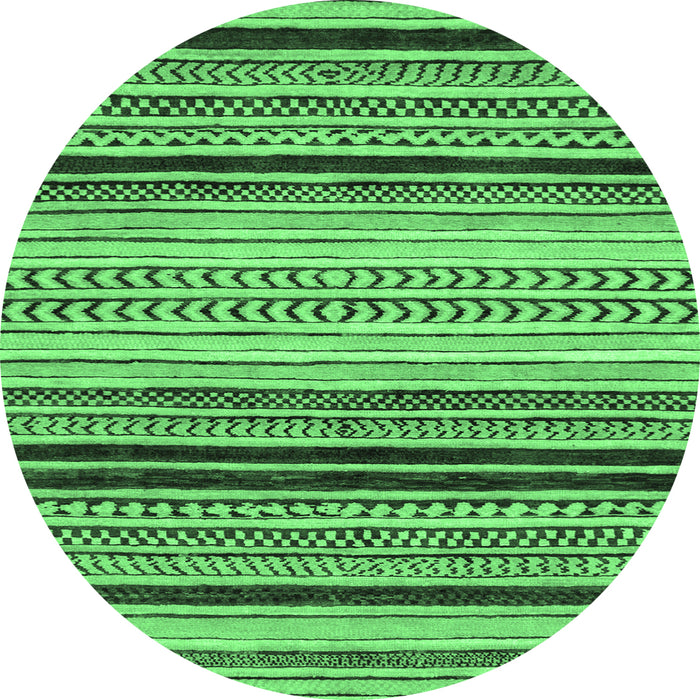 Round Machine Washable Abstract Emerald Green Modern Area Rugs, wshabs2292emgrn