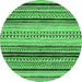 Round Machine Washable Abstract Emerald Green Modern Area Rugs, wshabs2292emgrn