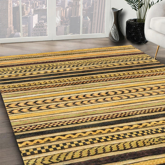 Machine Washable Abstract Saddle Brown Rug in a Family Room, wshabs2292