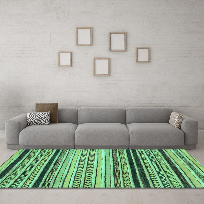 Machine Washable Abstract Turquoise Modern Area Rugs in a Living Room,, wshabs2292turq