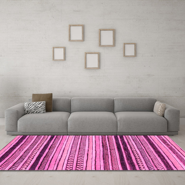 Machine Washable Abstract Pink Modern Rug in a Living Room, wshabs2292pnk