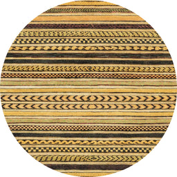 Round Abstract Saddle Brown Modern Rug, abs2292
