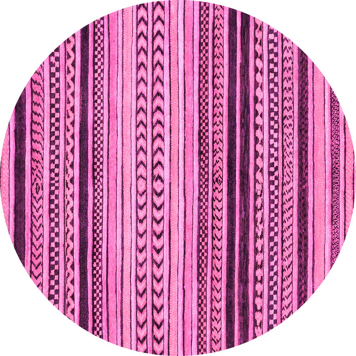 Round Machine Washable Abstract Pink Modern Rug, wshabs2292pnk