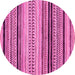 Round Machine Washable Abstract Pink Modern Rug, wshabs2292pnk