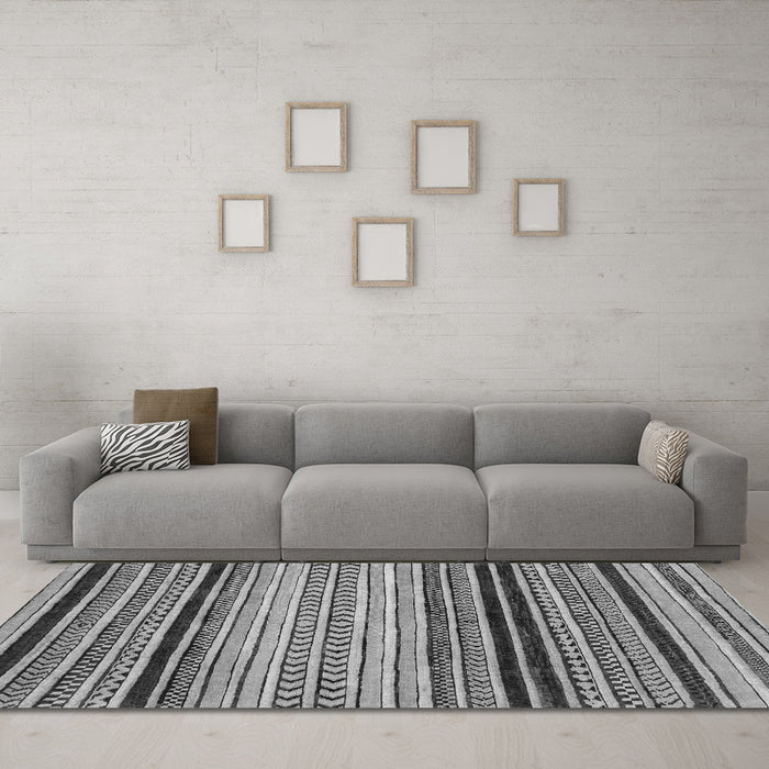Machine Washable Abstract Gray Modern Rug in a Living Room,, wshabs2292gry