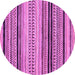 Round Machine Washable Abstract Purple Modern Area Rugs, wshabs2292pur