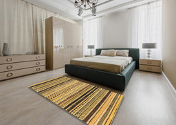 Abstract Saddle Brown Modern Rug in a Bedroom, abs2292