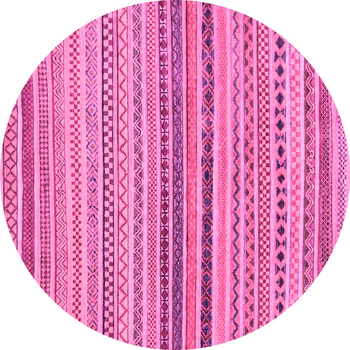 Round Machine Washable Abstract Pink Modern Rug, wshabs2293pnk