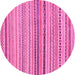 Round Machine Washable Abstract Pink Modern Rug, wshabs2293pnk