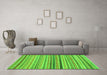 Machine Washable Abstract Green Modern Area Rugs in a Living Room,, wshabs2293grn