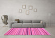 Machine Washable Abstract Pink Modern Rug in a Living Room, wshabs2293pnk