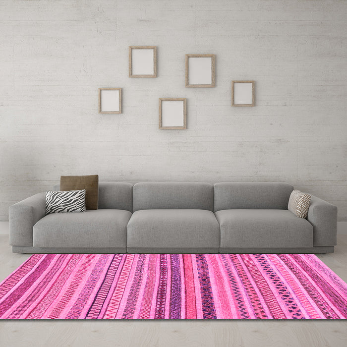 Machine Washable Abstract Pink Modern Rug in a Living Room, wshabs2293pnk