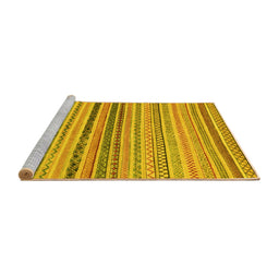 Sideview of Machine Washable Abstract Yellow Modern Rug, wshabs2293yw