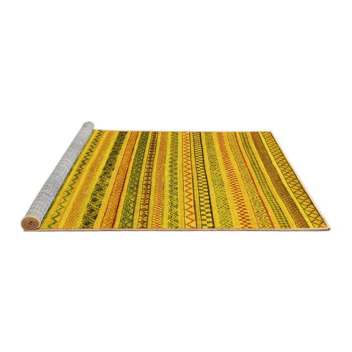 Sideview of Machine Washable Abstract Yellow Modern Rug, wshabs2293yw