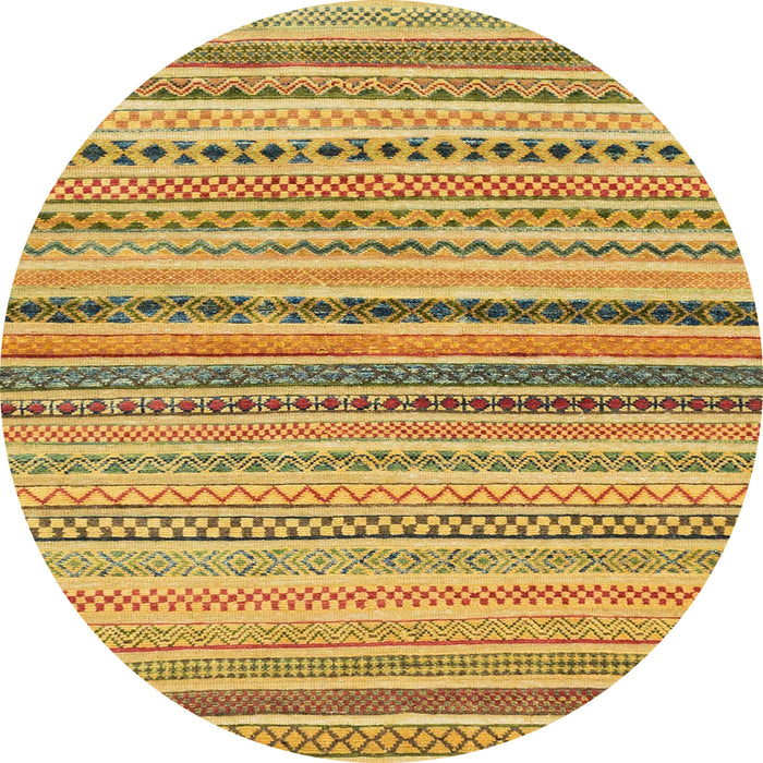 Round Abstract Saffron Yellow Modern Rug, abs2293