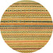 Round Abstract Saffron Yellow Modern Rug, abs2293