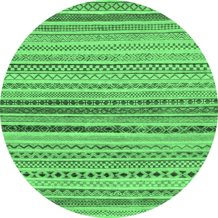 Round Abstract Emerald Green Modern Rug, abs2293emgrn